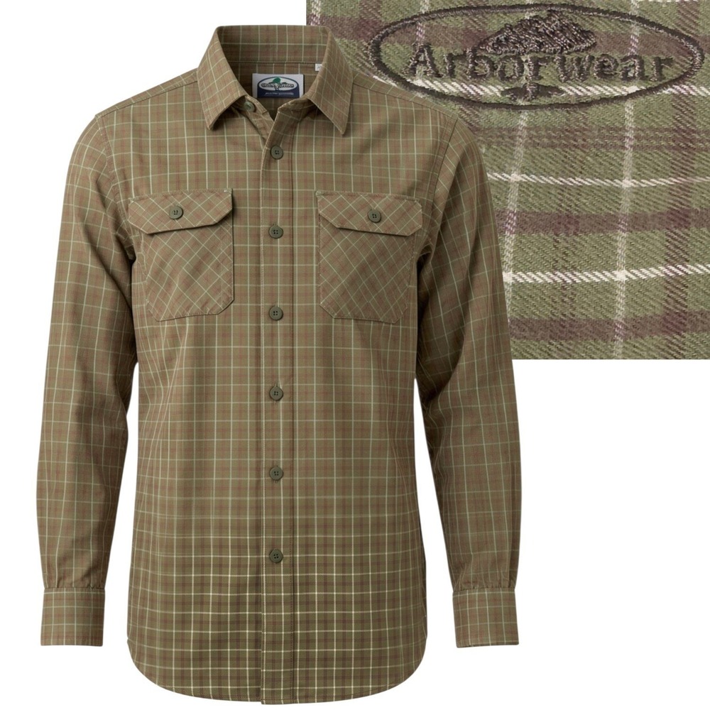 Arborwear Button Front Shirt Mens XL Green Plaid Long Sleeve Cotton Workwear